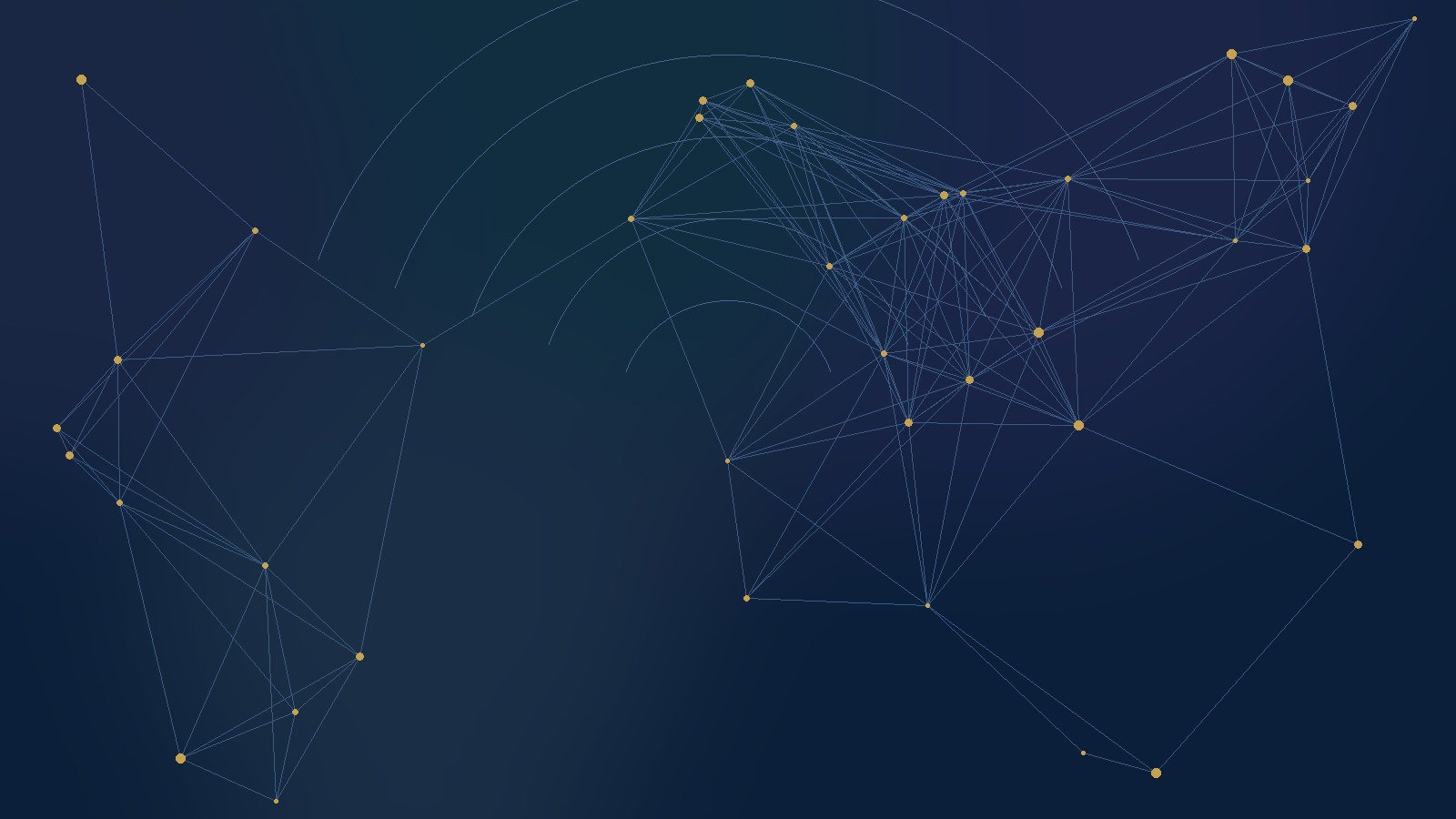Abstract illustration of a connected global network in navy and gold, representing Papple's advisory, innovation and talent ecosystem
